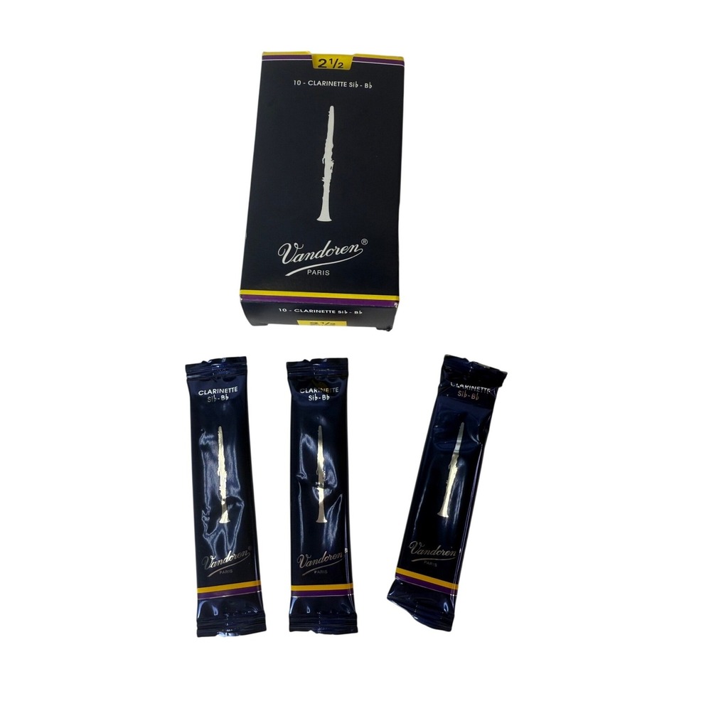 Vandoren Paris Bb Clarinet Reeds 2.5 Strength Traditional Lot of 3 Sealed Reeds